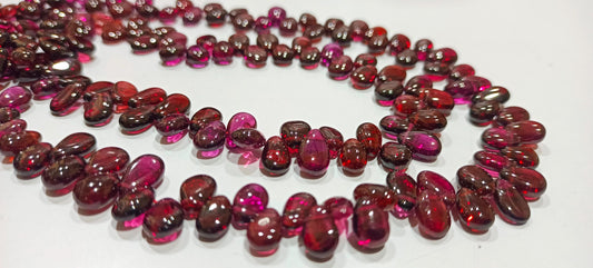 Natural Rhodonite Garnet 4 to 7mm Pear Shape Smooth Beads Sold Per Strand 8 Inches long Heart shape beads
