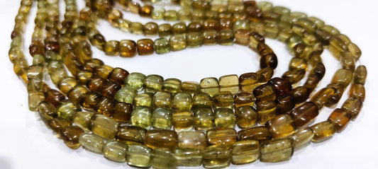 Natural Green Apatite Chiclets Cushion Square 7-8mm Smooth Beads Strand 8 Inches Long