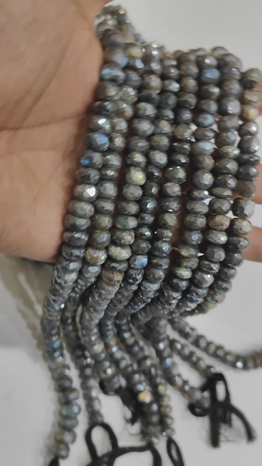 Natural Labradorite Mystic Coated Rondelle Faceted 9-10mm Beads Sold Per Strand 8 Inches Long