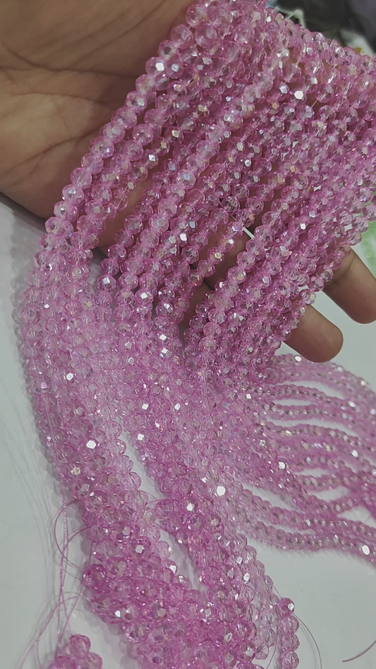 Pink Topaz Hydro Quartz AB Mystic Coated Rondelle Faceted 6mm Beads Strand 15 inches