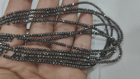 Natural Black Diamond Rondelle Faceted Beads Certified Diamond beads Strand 4 inches